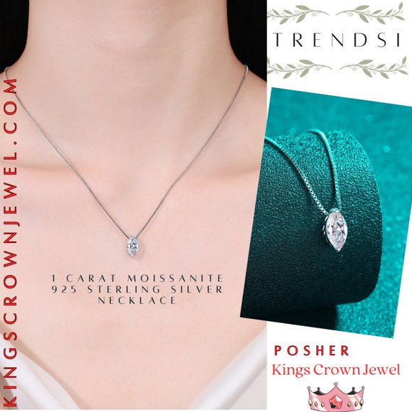 1 Carat Moissanite 925 Sterling Silver Necklace - Picture 1 of 7